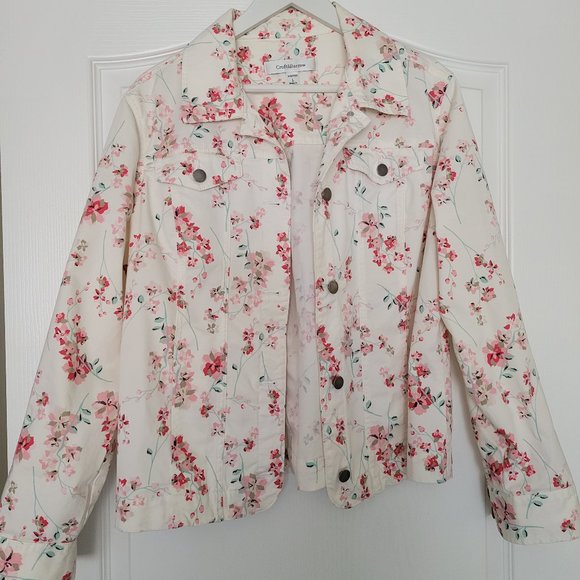 Croft & Barrow Floral Stretch Jean Jacket - Picture 1 of 5